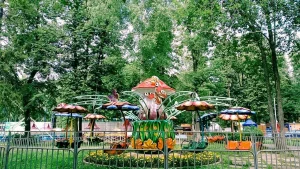 Карусель в форме гриба в парке аттракционов