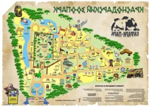 Карта сафари-парка с зонами животных