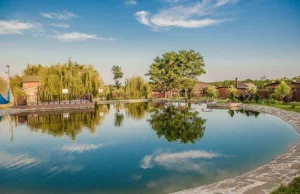 Озеро с отражением деревьев у базы отдыха «Усадьба Фамилия»