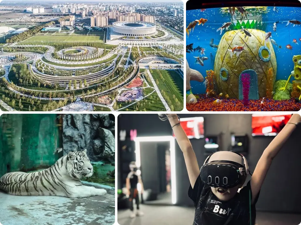 Парк Галицкого, океанариум Ocean Park, Сафари-парк, ребёнок в VR-шлеме в клубе escape.